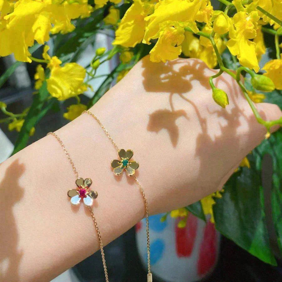 [Solara Jewelry ]FRIVOLE GOLD FLOWER PINK MALACHITE BRACELET