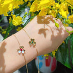 [Solara Jewelry ]FRIVOLE GOLD FLOWER PINK MALACHITE BRACELET