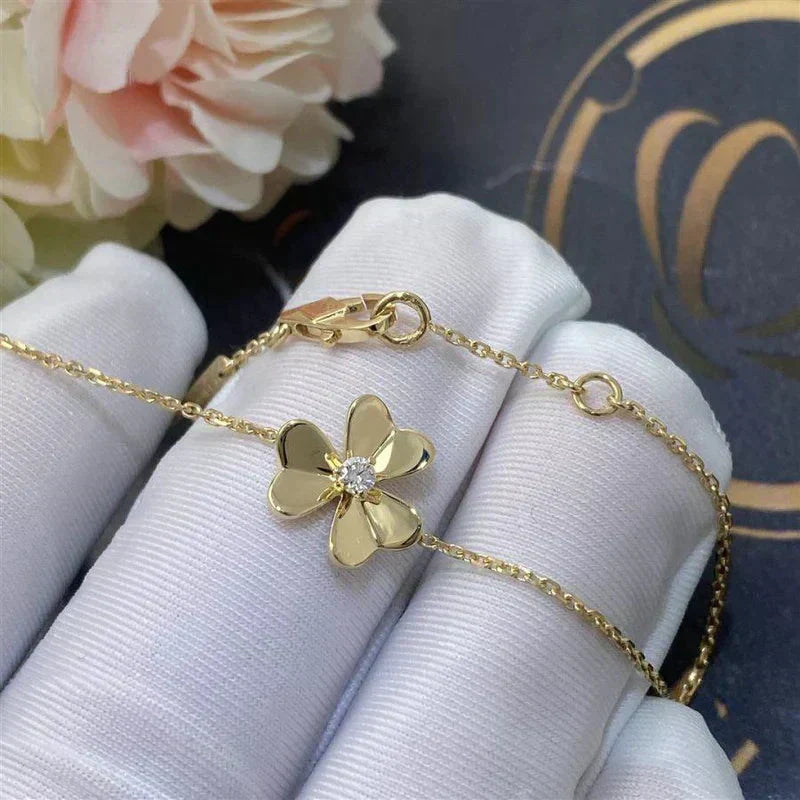 [Solara Jewelry ]FRIVOLE GOLD FLOWER PINK MALACHITE BRACELET