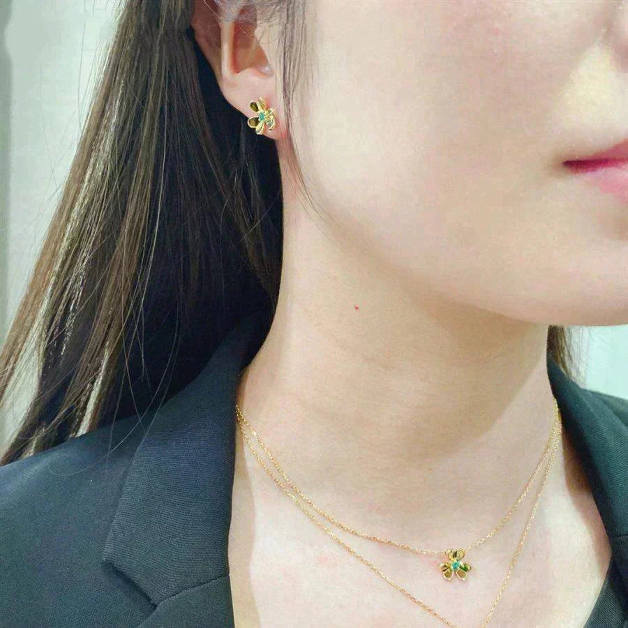 [Solara Jewelry ]FRIVOLE フラワー マラカイト イヤリング