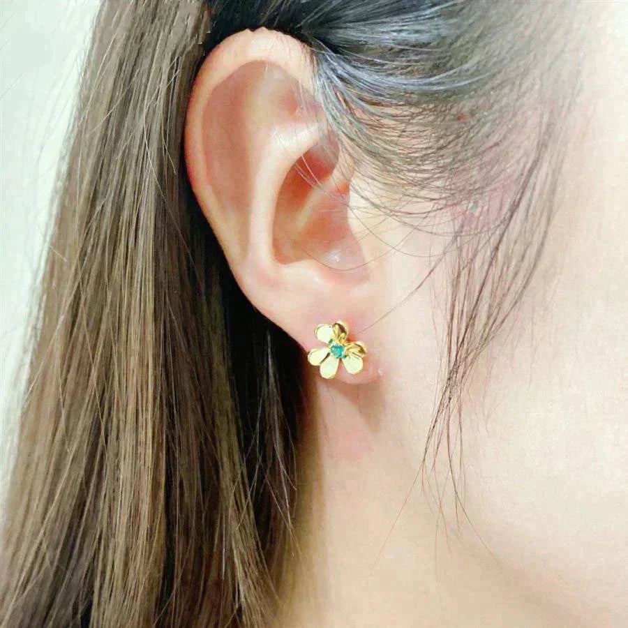 [Solara Jewelry ]FRIVOLE  FLOWER MALACHITE EARRINGS