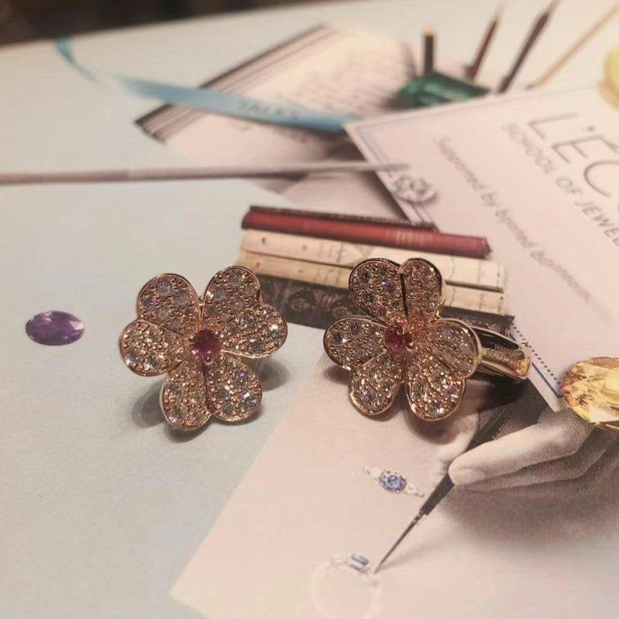 [Solara Jewelry ]FRIVOLE PINK GOLD FLOWER DIAMOND EARRINGS