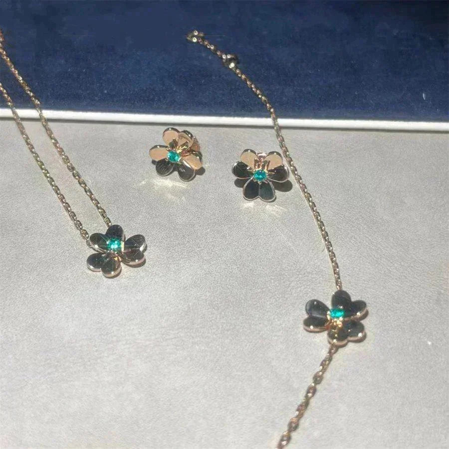 [Solara Jewelry ]FRIVOLE  FLOWER MALACHITE EARRINGS