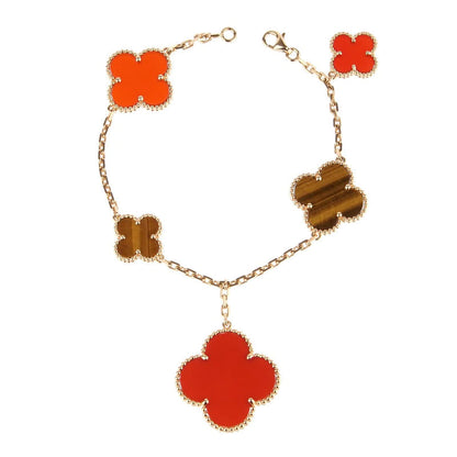 [Solara Jewelry ]クローバーブレスレット 5モチーフ カーネリアン タイガーアイ