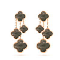 [Solara Jewelry ]CLOVER EARRINGS DARK MOP 4 MOTIFS ROSE GOLD