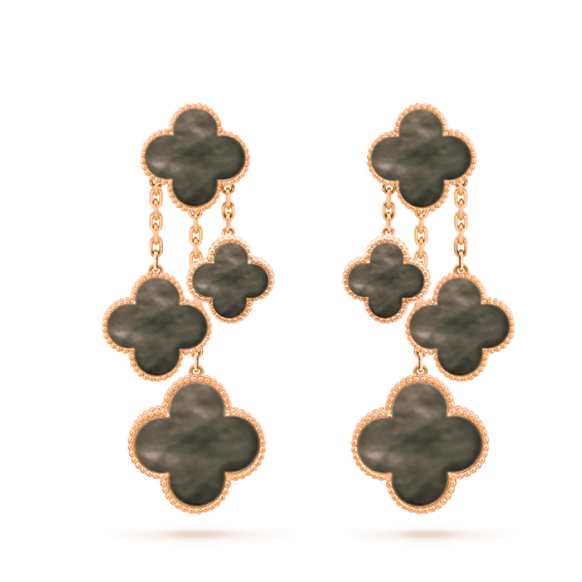 [Solara Jewelry ]CLOVER EARRINGS DARK MOP 4 MOTIFS ROSE GOLD