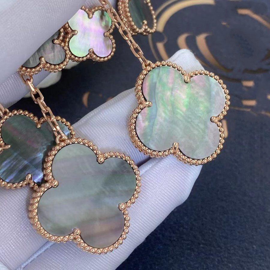 [Solara Jewelry ]CLOVER EARRINGS DARK MOP 4 MOTIFS ROSE GOLD