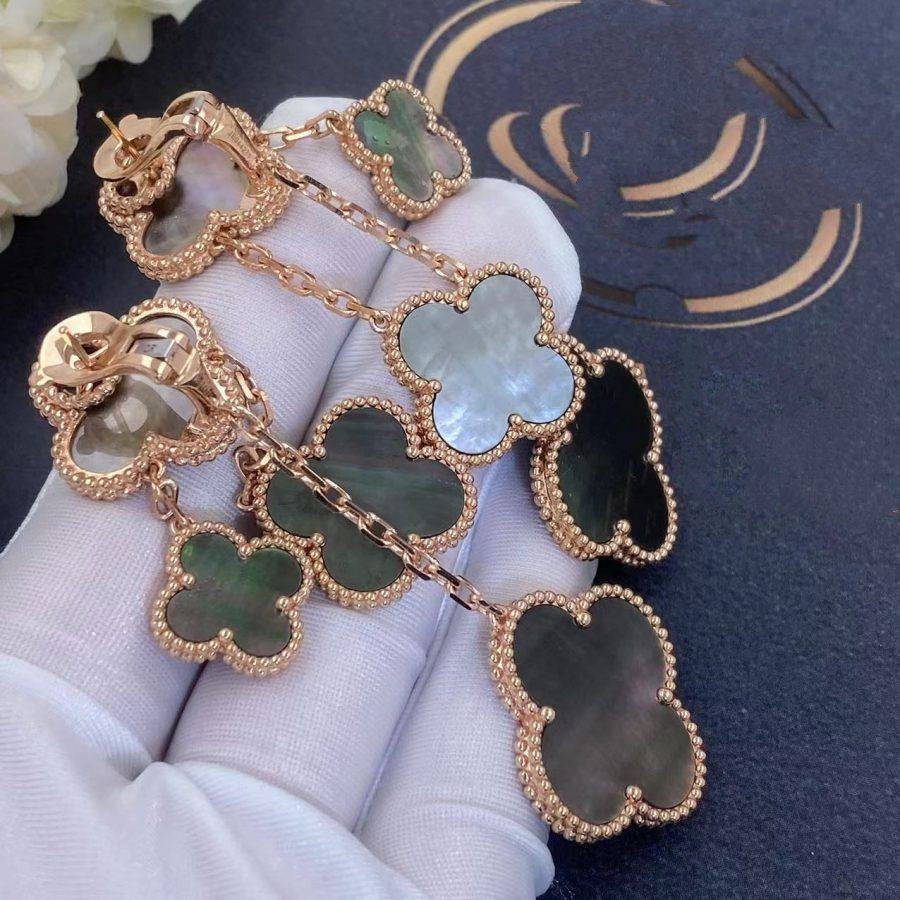 [Solara Jewelry ]KLEEBATT OHRRINGE DUNKLE PERLMUTT 4 MOTIVE ROSÉGOLD