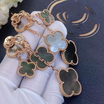 [Solara Jewelry ]KLEEBATT OHRRINGE DUNKLE PERLMUTT 4 MOTIVE ROSÉGOLD