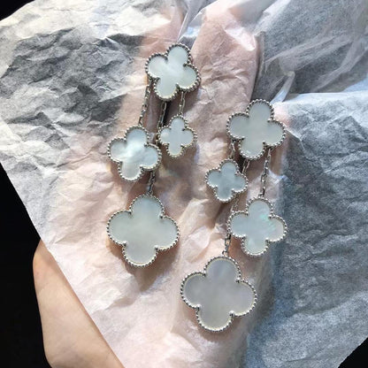 [Solara Jewelry ]KLEEBATT OHRRINGE WEISSES PERLMUTT 4 MOTIVE SILBER