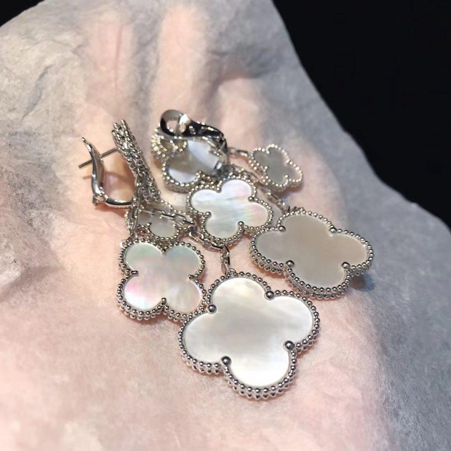[Solara Jewelry ]KLEEBATT OHRRINGE WEISSES PERLMUTT 4 MOTIVE SILBER