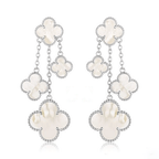 [Solara Jewelry ]KLEEBATT OHRRINGE WEISSES PERLMUTT 4 MOTIVE SILBER