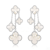 [Solara Jewelry ]CLOVER EARRINGS WHITE MOP 4 MOTIFS SILVER