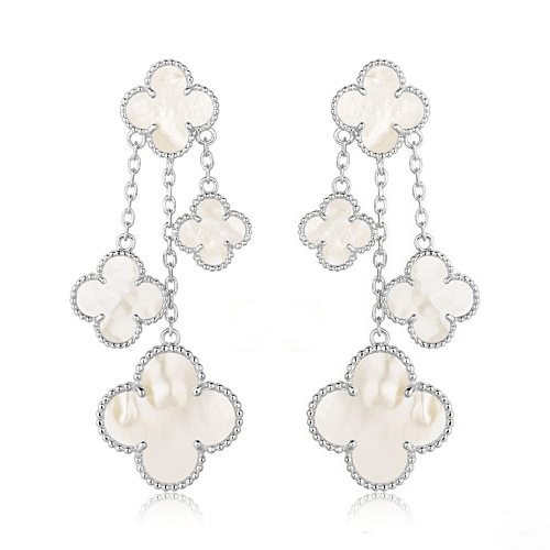 [Solara Jewelry ]KLEEBATT OHRRINGE WEISSES PERLMUTT 4 MOTIVE SILBER