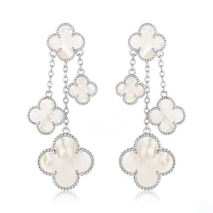 [Solara Jewelry ]KLEEBATT OHRRINGE WEISSES PERLMUTT 4 MOTIVE SILBER