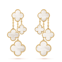 [Solara Jewelry ]CLOVER EARRINGS WHITE MOP 4 MOTIFS GOLD