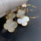 [Solara Jewelry ]KLEEBATT OHRRINGE WEISSES PERLMUTT 4 MOTIVE GOLD