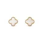 [Solara Jewelry ]CLOVER MEDIUM 1 MOTIFS  WHITE MOP STUD EARRINGS