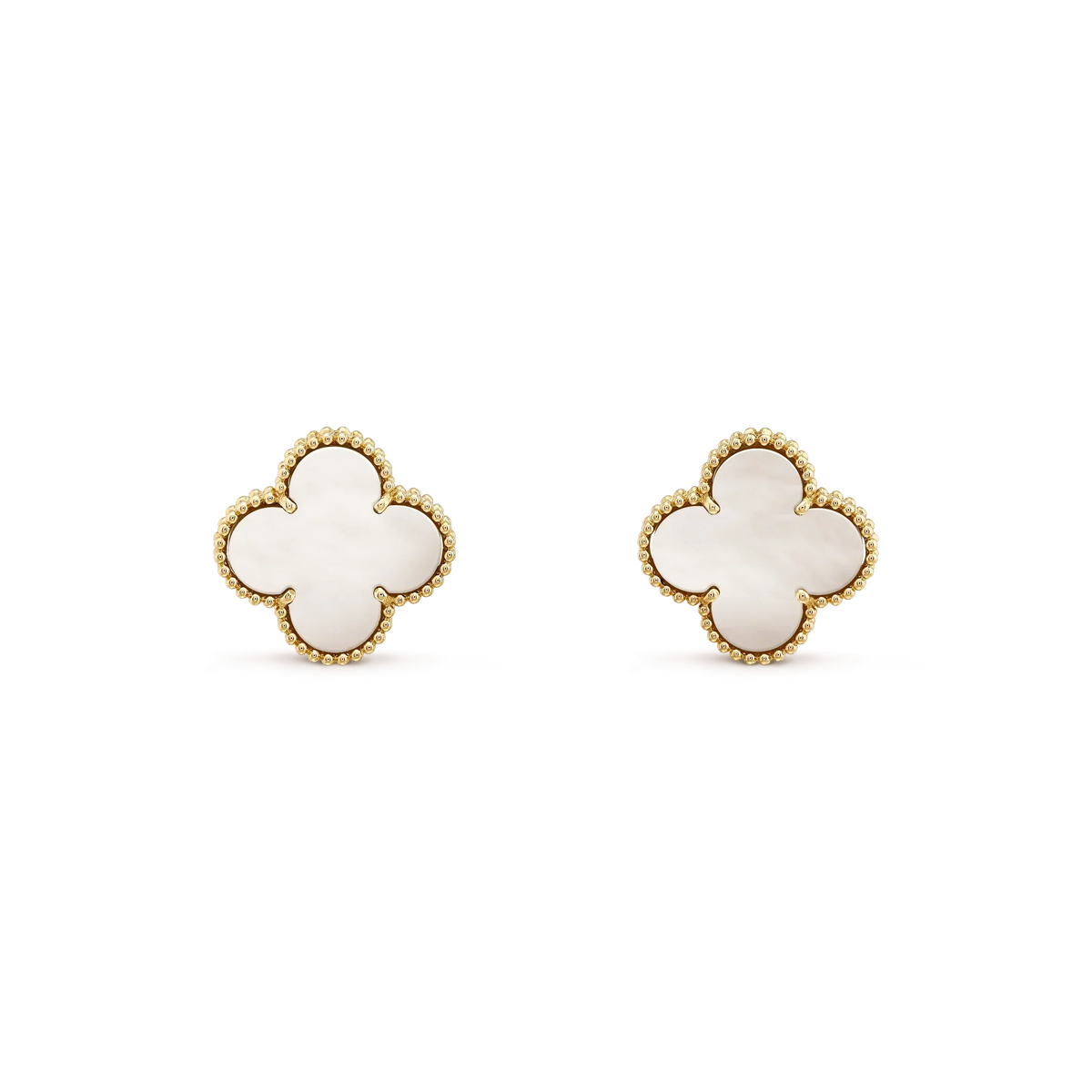 [Solara Jewelry ]CLOVER MEDIUM 1 MOTIFS  WHITE MOP STUD EARRINGS