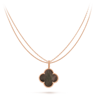 [Solara Jewelry ]CLOVER 25MM GOLD DARK MOP BIG CLOVER NECKLACE