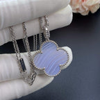 [Solara Jewelry ]CLOVER SILVER CHALCEDONY BIG CLOVER NECKLACE