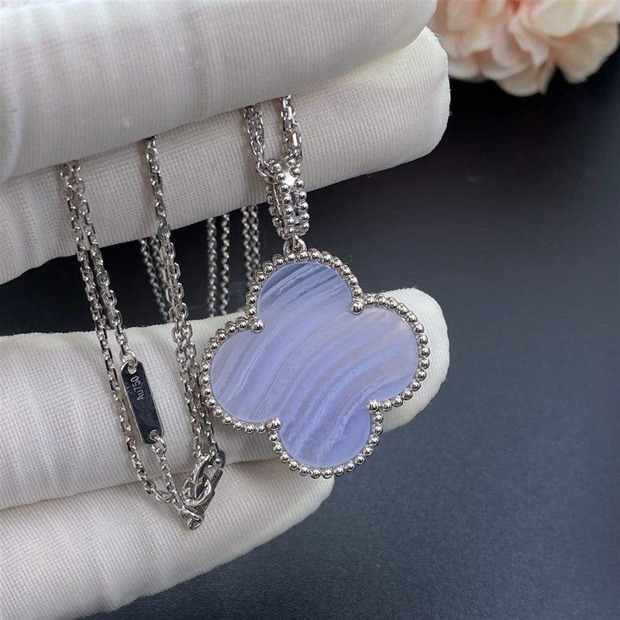 [Solara Jewelry ]KLEEBÜTE SILBER CHALZEDON GROSSE KLEEHALSKETTE