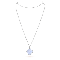 [Solara Jewelry ]CLOVER SILVER CHALCEDONY BIG CLOVER NECKLACE