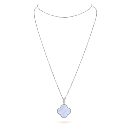 [Solara Jewelry ]KLEEBÜTE SILBER CHALZEDON GROSSE KLEEHALSKETTE