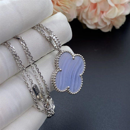 [Solara Jewelry ]KLEEBÜTE SILBER CHALZEDON GROSSE KLEEHALSKETTE
