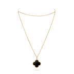 [Solara Jewelry ]CLOVER 25MM GOLD ONYX GROSSE KLEEHALSKETTE