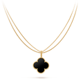[Solara Jewelry ]CLOVER 25MM GOLD ONYX GROSSE KLEEHALSKETTE