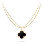 [Solara Jewelry ]CLOVER 25MM GOLD ONYX GROSSE KLEEHALSKETTE