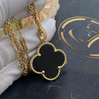 [Solara Jewelry ]CLOVER 25MM GOLD ONYX GROSSE KLEEHALSKETTE