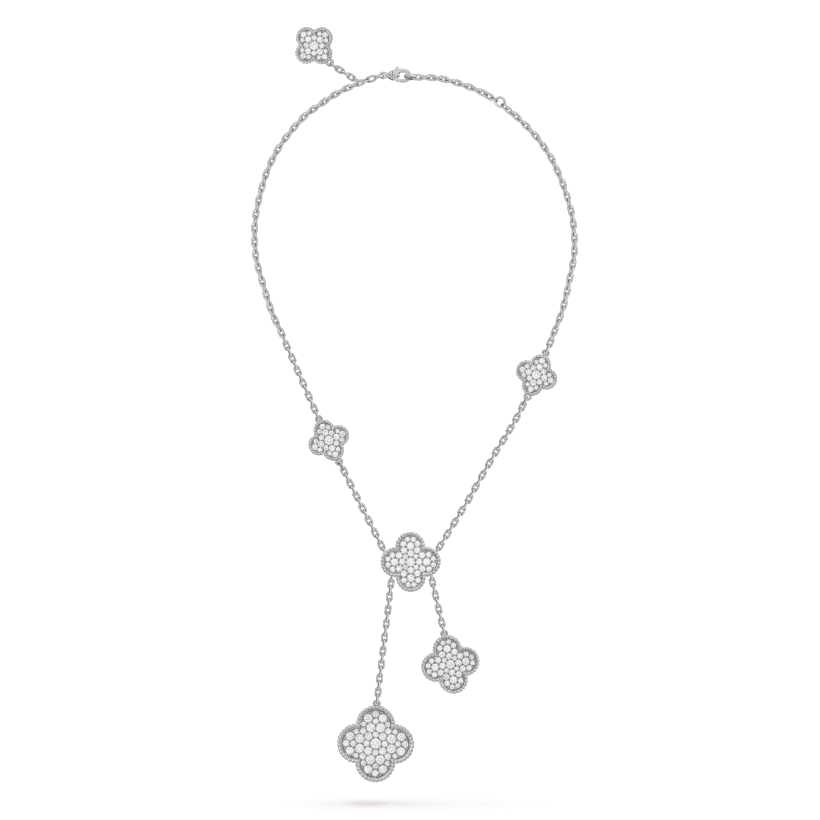 [Solara Jewelry] クローバー 5モチーフ シルバーダイヤモンドネックレス