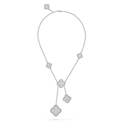 [Solara Jewelry] クローバー 5モチーフ シルバーダイヤモンドネックレス