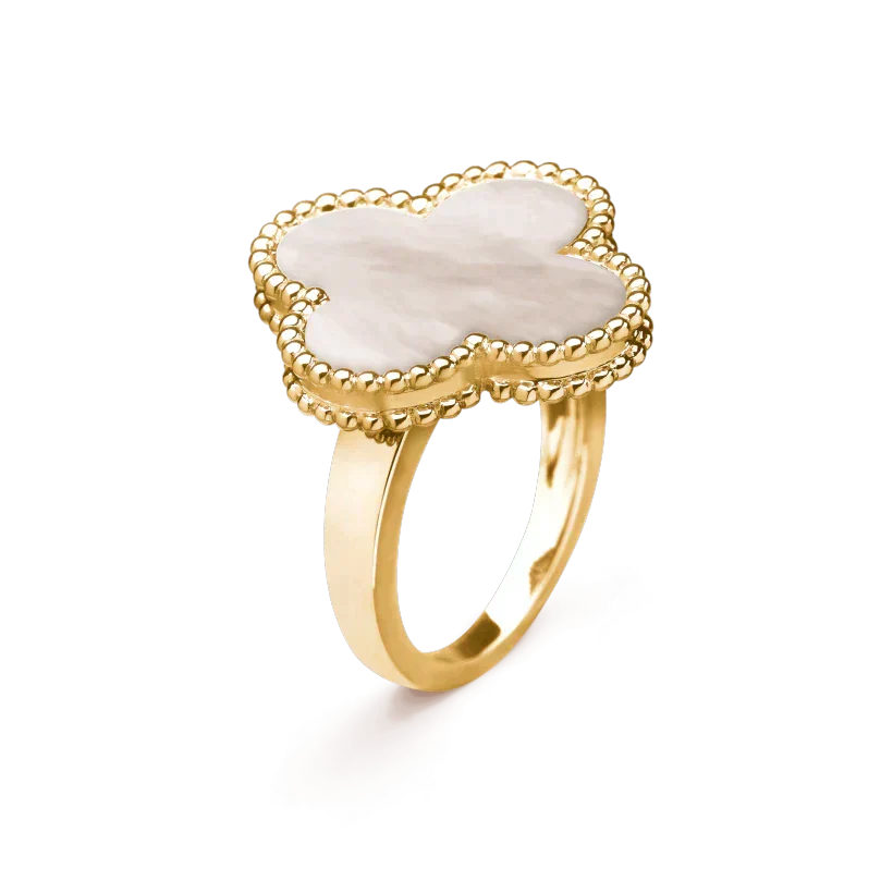 [Solara Jewelry ]クローバー ホワイト マザーオブパール リング