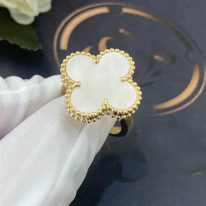 [Solara Jewelry ]クローバー ホワイト マザーオブパール リング