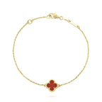 [Solara Jewelry ]クローバー カーネリアン シングル フラワー ブレスレット