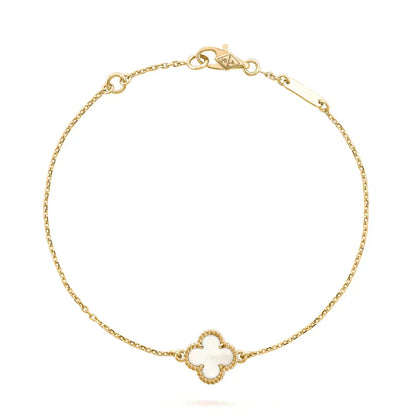 [Solara Jewelry ]クローバー ホワイトマザーオブパール シングル フラワー ブレスレット