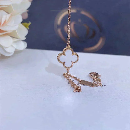 [Solara Jewelry ]クローバー ホワイトマザーオブパール シングル フラワー ブレスレット