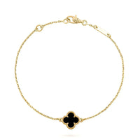 [Solara Jewelry ]CLOVER ONYX SINGLE FLOWER BRACELET