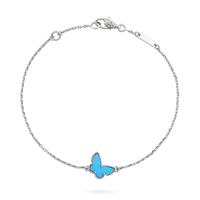 [Solara Jewelry ]BUTTERFLY TURQUOISE BUTTERFLY BRACELET SILVER