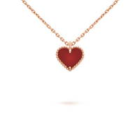 [Solara Jewelry ]SWEET CLOVER CARNELIAN HEART NECKLACE