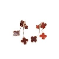 [Solara Jewelry ]CLOVER EARRINGS CARNELIAN 4 MOTIFS PINK GOLD