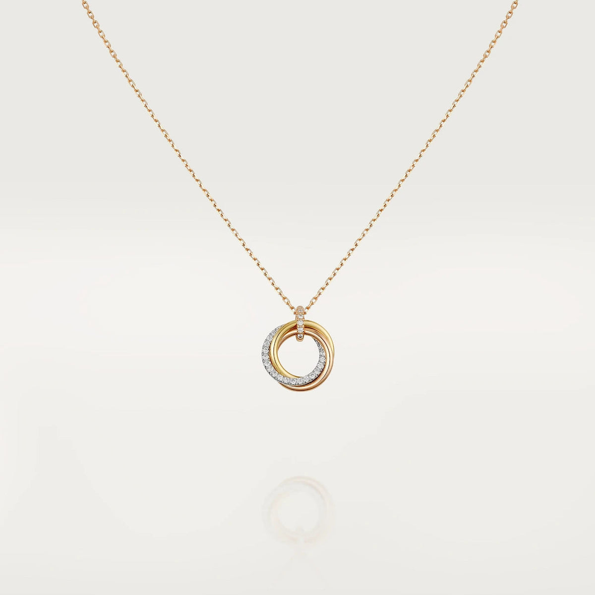 [Solara Jewelry ]TRINITY NECKLACE SILVER GOLD PINK GOLD DIAMONDS