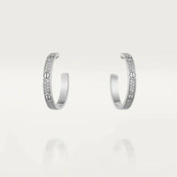 [Solara Jewelry ]LOVE DIAMOND SILVER HOOP EARRINGS