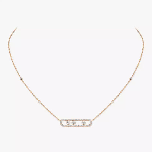 [Solara Jewelry] Move Pave_ Rose Gold Diamond Necklace
