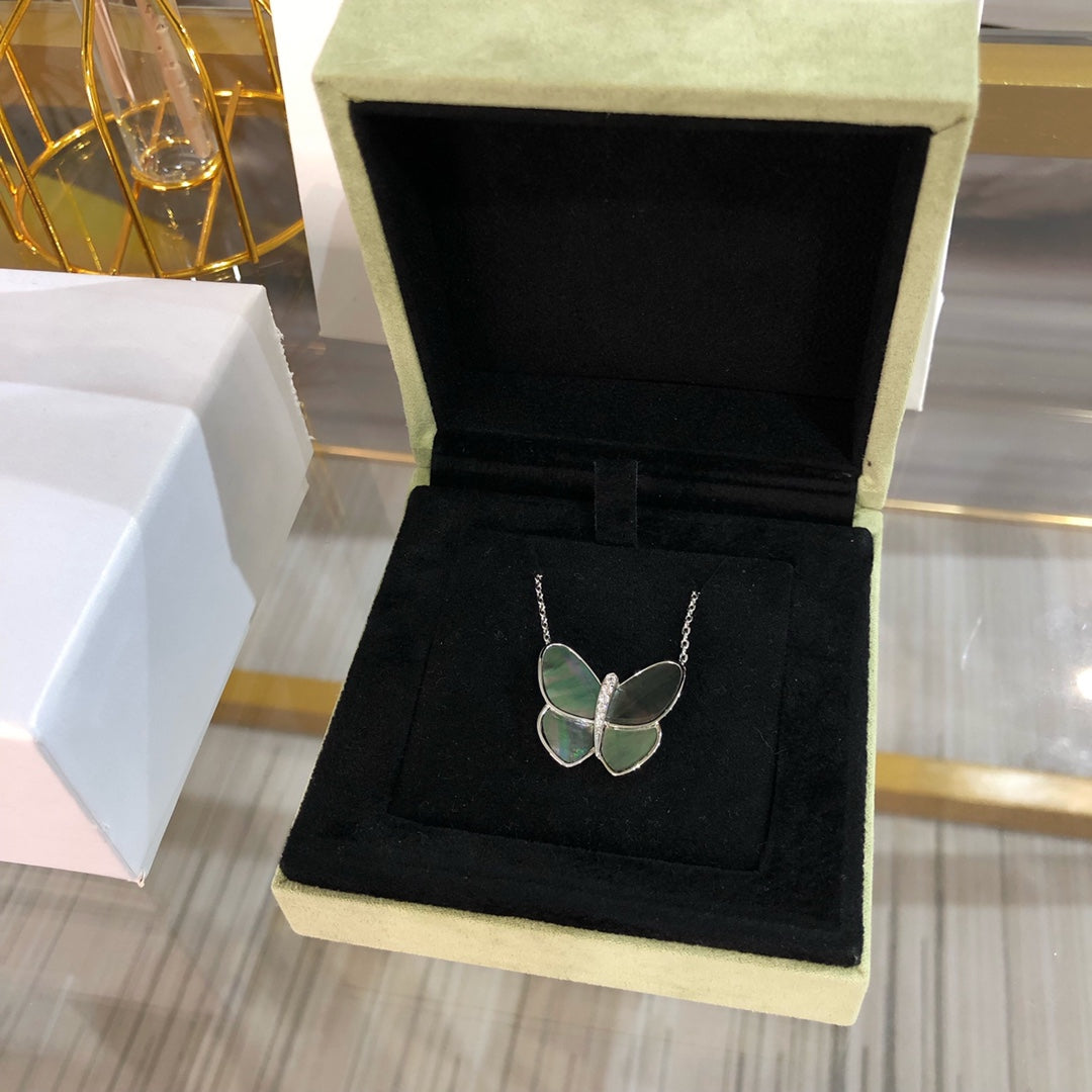 [Solara Schmuck] GROSSER SCHMETTERLING SILBER ANHÄNGER DIAMANT HALSKETTE