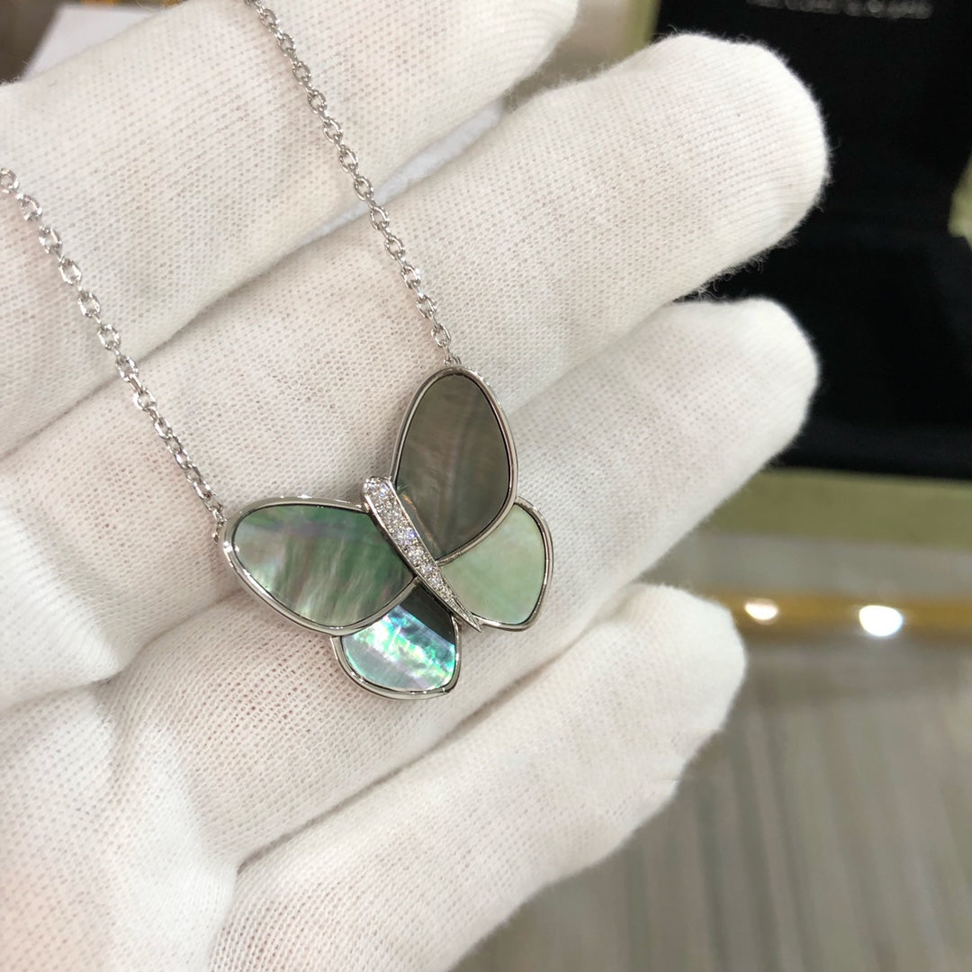 [Solara Schmuck] GROSSER SCHMETTERLING SILBER ANHÄNGER DIAMANT HALSKETTE