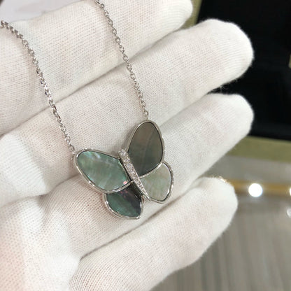 [Solara Schmuck] GROSSER SCHMETTERLING SILBER ANHÄNGER DIAMANT HALSKETTE